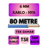 Avarson Öznur 6 MM NYA Kablo, 80 Metre, Mavi