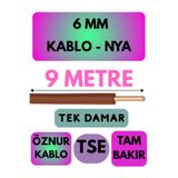 Avarson Öznur 6 MM NYA Kablo, 9 Metre, Kahverengi, Enerji Kablosu