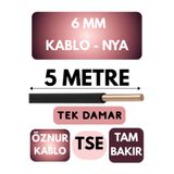 Avarson Öznur 6 MM NYA Kablo Metre Seçenekli (Siyah) 5 METRE