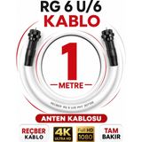 Avarson Reçber Anten Kablosu Rg 6 U/6 307156 Tam Bakır Beyaz - 1 METRE