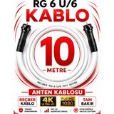 Avarson Reçber Anten Kablosu Rg 6 U/6 307156 Tam Bakır Beyaz - 10 METRE