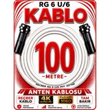 Avarson Reçber Anten Kablosu Rg 6 U/6 307156 Tam Bakır Beyaz - 100 METRE