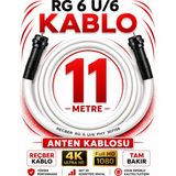 Avarson Reçber Anten Kablosu Rg 6 U/6 307156 Tam Bakır Beyaz - 11 METRE