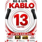 Avarson Reçber Anten Kablosu Rg 6 U/6 307156 Tam Bakır Beyaz - 13 METRE