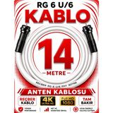 Avarson Reçber Anten Kablosu Rg 6 U/6 307156 Tam Bakır Beyaz - 14 METRE
