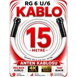 Avarson Reçber Anten Kablosu Rg 6 U/6 307156 Tam Bakır Beyaz - 15 METRE