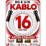 Avarson Reçber Anten Kablosu Rg 6 U/6 307156 Tam Bakır Beyaz - 16 METRE