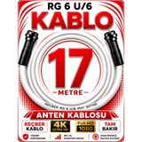 Avarson Reçber Anten Kablosu Rg 6 U/6 307156 Tam Bakır Beyaz - 17 METRE