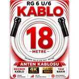 Avarson Reçber Anten Kablosu Rg 6 U/6 307156 Tam Bakır Beyaz - 18 METRE