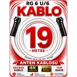 Avarson Reçber Anten Kablosu Rg 6 U/6 307156 Tam Bakır Beyaz - 19 METRE