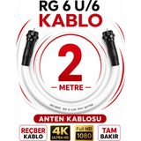 Avarson Reçber Anten Kablosu Rg 6 U/6 307156 Tam Bakır Beyaz - 2 METRE