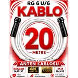 Avarson Reçber Anten Kablosu Rg 6 U/6 307156 Tam Bakır Beyaz - 20 METRE