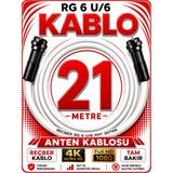 Avarson Reçber Anten Kablosu Rg 6 U/6 307156 Tam Bakır Beyaz - 21 METRE