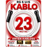 Avarson Reçber Anten Kablosu Rg 6 U/6 307156 Tam Bakır Beyaz - 23 METRE
