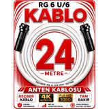 Avarson Reçber Anten Kablosu Rg 6 U/6 307156 Tam Bakır Beyaz - 24 METRE