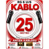 Avarson Reçber Anten Kablosu Rg 6 U/6 307156 Tam Bakır Beyaz - 25 METRE