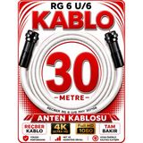 Avarson Reçber Anten Kablosu Rg 6 U/6 307156 Tam Bakır Beyaz - 30 METRE