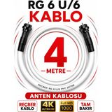 Avarson Reçber Anten Kablosu Rg 6 U/6 307156 Tam Bakır Beyaz - 4 METRE