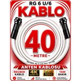 Avarson Reçber Anten Kablosu Rg 6 U/6 307156 Tam Bakır Beyaz - 40 METRE