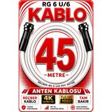 Avarson Reçber Anten Kablosu Rg 6 U/6 307156 Tam Bakır Beyaz - 45 METRE