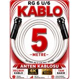 Avarson Reçber Anten Kablosu Rg 6 U/6 307156 Tam Bakır Beyaz - 5 METRE