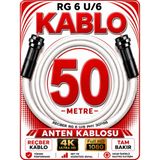 Avarson Reçber Anten Kablosu Rg 6 U/6 307156 Tam Bakır Beyaz - 50 METRE