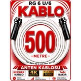 Avarson Reçber Anten Kablosu Rg 6 U/6 307156 Tam Bakır Beyaz - 500 METRE