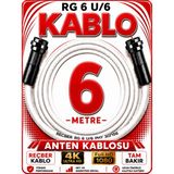 Avarson Reçber Anten Kablosu Rg 6 U/6 307156 Tam Bakır Beyaz - 6 METRE