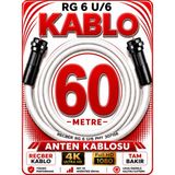 Avarson Reçber Anten Kablosu Rg 6 U/6 307156 Tam Bakır Beyaz - 60 METRE