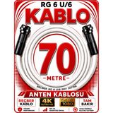 Avarson Reçber Anten Kablosu Rg 6 U/6 307156 Tam Bakır Beyaz - 70 METRE