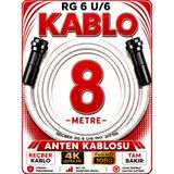 Avarson Reçber Anten Kablosu Rg 6 U/6 307156 Tam Bakır Beyaz - 8 METRE