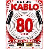 Avarson Reçber Anten Kablosu Rg 6 U/6 307156 Tam Bakır Beyaz - 80 METRE