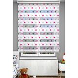 Avart Digital Çocuk Odası Için Pembe Siyah Renkli Yıldızlar Desenli Zebra Perde - Dijital Baskılı Zebra Stor Perde - 130 x 200 cm