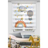 Avart Digital Gökkuşağı Aydede Balon Baskılı Bebek Odası Perdesi - Baby Ay - Dijital Baskılı Zebra Stor Perde