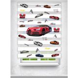 Avart Digital Kırmızı Bugatti ve Spor Araba Baskılı Çocuk Odası Perdesi - Dijital Baskılı Zebra Stor Perde - Renkli - 130 x 260 cm