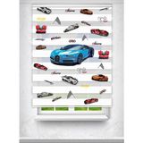 Avart Digital Mavi Bugatti ve Spor Araba Baskılı Çocuk Odası Perdesi - Dijital Baskılı Zebra Stor Perde - Renkli - 150 x 260 cm