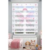 Avart Digital Pembe Peri Kanatları Ve Sevimli Kalpler Baskılı Çocuk Odası Perdesi - Dijital Baskılı Zebra Stor Perde