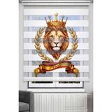 Avart Digital Sarı Kırmızı Aslan Baskılı Zebra Stor Perde - Aslan Kral - Dijital Baskılı Zebra Stor Perde - Renkli - 110 x 220 cm