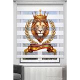 Avart Digital Sarı Kırmızı Aslan Baskılı Zebra Stor Perde - Aslan Kral - Dijital Baskılı Zebra Stor Perde