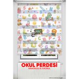 Avart Digital Sevimli Hayvanlar ve Karakterler Baskılı Okul Perdesi - Dijital Baskılı Zebra Stor Perde
