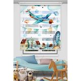 Avart Digital Uçak Baskılı Çocuk Odası Perdesi - Dijital Baskılı Zebra Stor Perde - Renkli - 100 x 220 cm