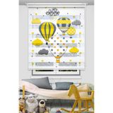 Avart Digital Uçan Balon Baskılı Perde - Çocuk Odası Perdesi - Hot Air Balloon - Baskılı Zebra Perde