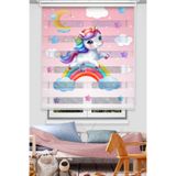 Avart Digital Unicorn Gökkuşağı Baskılı Zebra Stor Perde - Rainbow Baskılı Çocuk Odası Perdesi