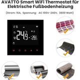 Avatto Elektrikli Yerden Isıtma İçin Akıllı Wifi Termostat, Programlanabilir Oda Termostatı, Yerden Isıtma Sistemi, 2.4 Gh-Wlan - 16A wıfı