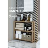 AVC Trade Fida Atlantik Çam Çok Amaçlı 3 Katlı Ahşap Banyo Mutfak Rafı Organizer Dekoratif Raf