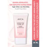 AVCA Aydınlık Verici Ton Eşitleyici Yağlı Ciltler İçin Sebum Karşıtı Pembe Bazlı Mat Güneş Kremi SPF50+/PA++++ 35 ml - Tone Up No Sebum Sun Cream
