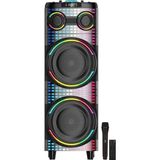 Avcı Teknoloji Market 12 Inç X2 Dev Kule Hoparlör 8000MAH Ultra Güçlü Batarya Çift Mikrofonlu Karaoke Seti - Siyah