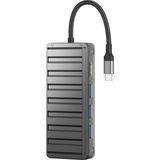 Avcı Teknoloji Market 7'si 1 Arada Type-C To HDMI 4K USB 3.0 Sd Tf Kart Okuyucu Pd 100W Hub - Gri