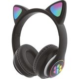 Avcı Teknoloji Market Bluetooth 5.0 Kedi Kulaklı Kablosuz Kulak Üstü Kulaklık Rgb Işıklı Mikrofonlu - Siyah