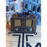 Avcı Teknoloji Market Retro Style Görünümlü Şarjlı Radyo Bluetooth USB Sd Kartlı Güçlü Bass - Koyu Kahverengi